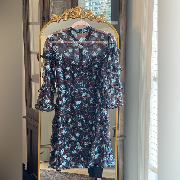 Saloni Tasha 100% Silk Tiered Navy and Red Printed Mini Dress - Picture 8 of 10